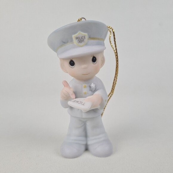 Precious Moments 102377 Trust and Obey Policeman Porcelain Christmas Ornament - Picture 3 of 7